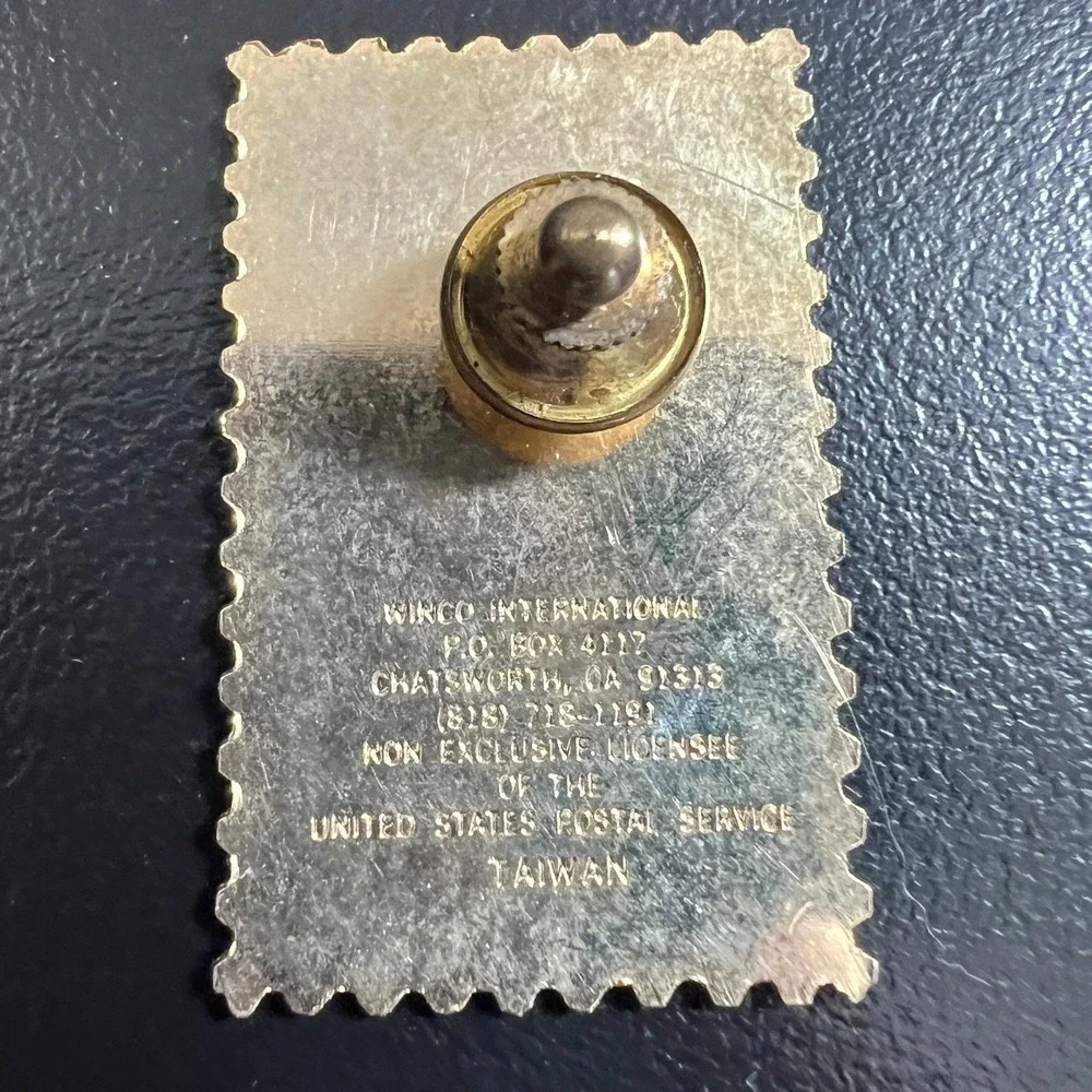 Vintage Kansas State Pin 1982 Postage Stamp Western Meadowlark Bird Sunflower‎